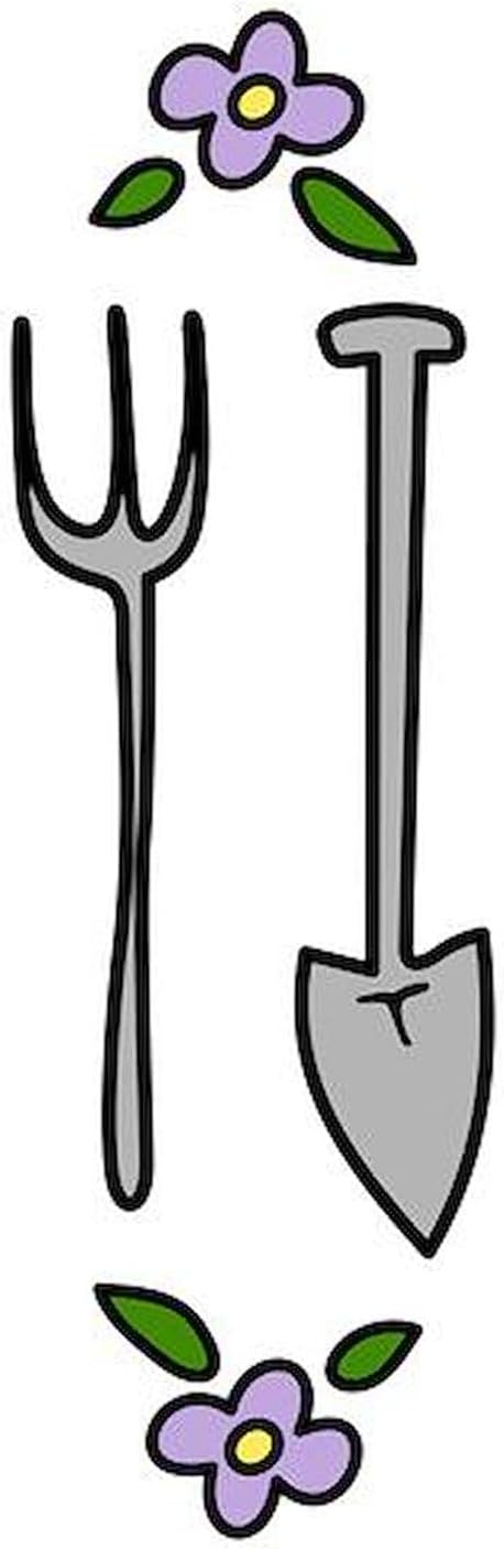 CafePress Gardening Tools Spade Rake 5.5" Round Car Magnet Magnetic Bumper Display