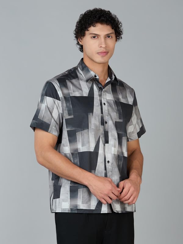 Image of MARK & ALBERT Men's 100% Cotton Printed Half Sleeves Regular Fit Shirt for Men