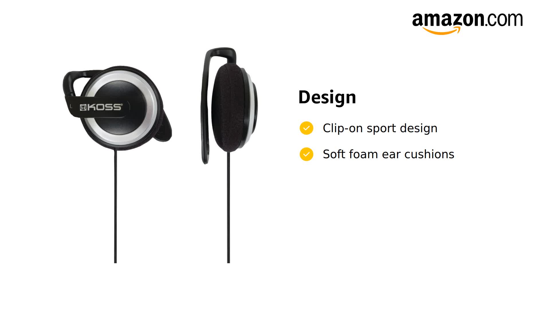 Amazon.com: Koss KSC21 SportClip Clip-On Headphones,Black