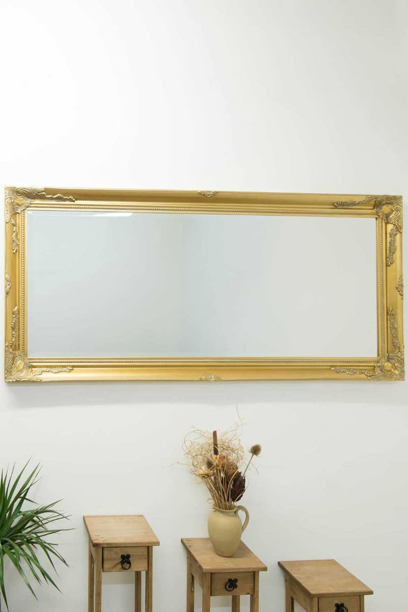 Milton Manor Large Full Length Classic Antique Design Gold Wall Mirror 5Ft7 X 2Ft7 170cm X 79cm