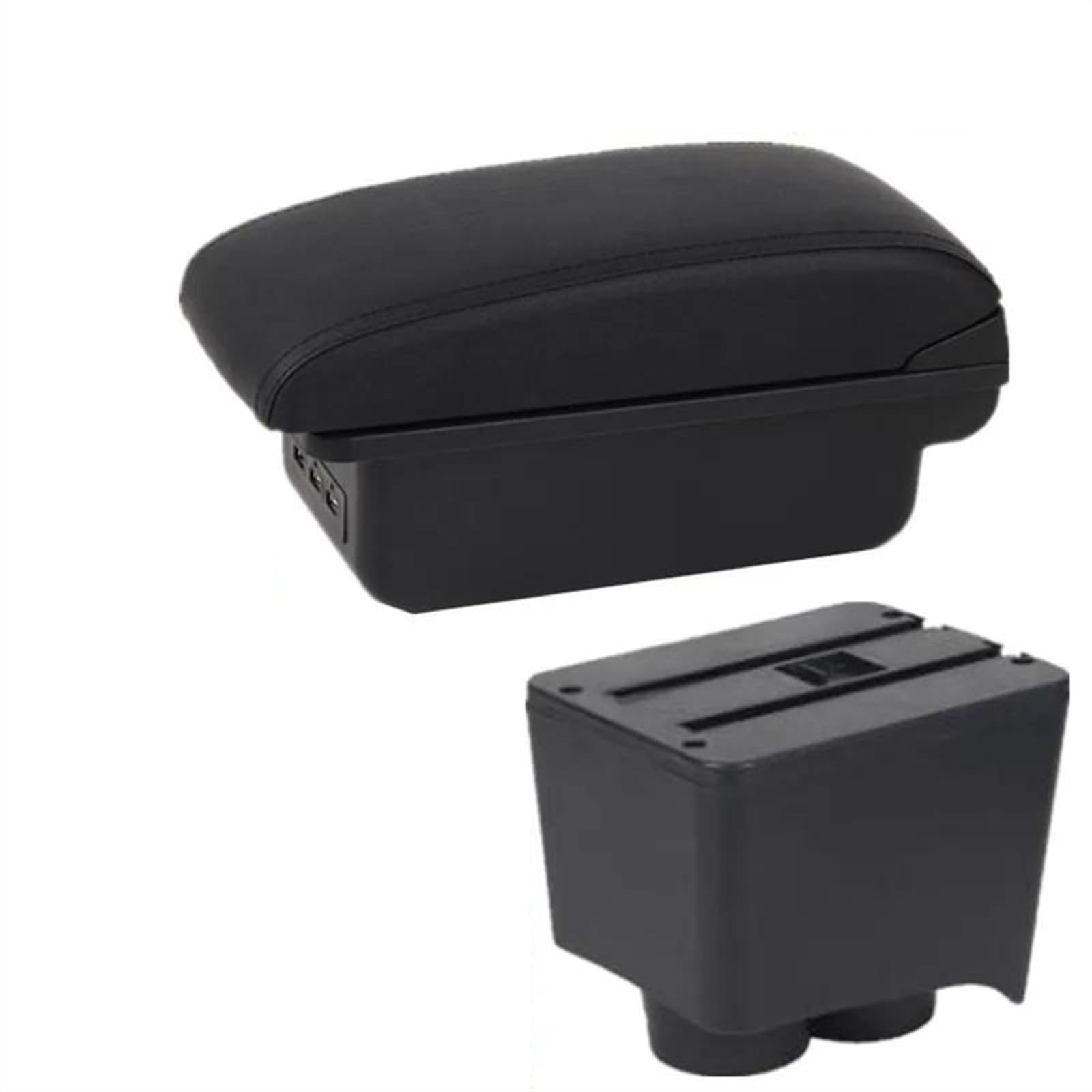 NOHEEU Car Armrest Box 2002-2009 Storage Dedicated Retrofit Interior Accessories For Polo 9N 3(B1 Black line 3USB)