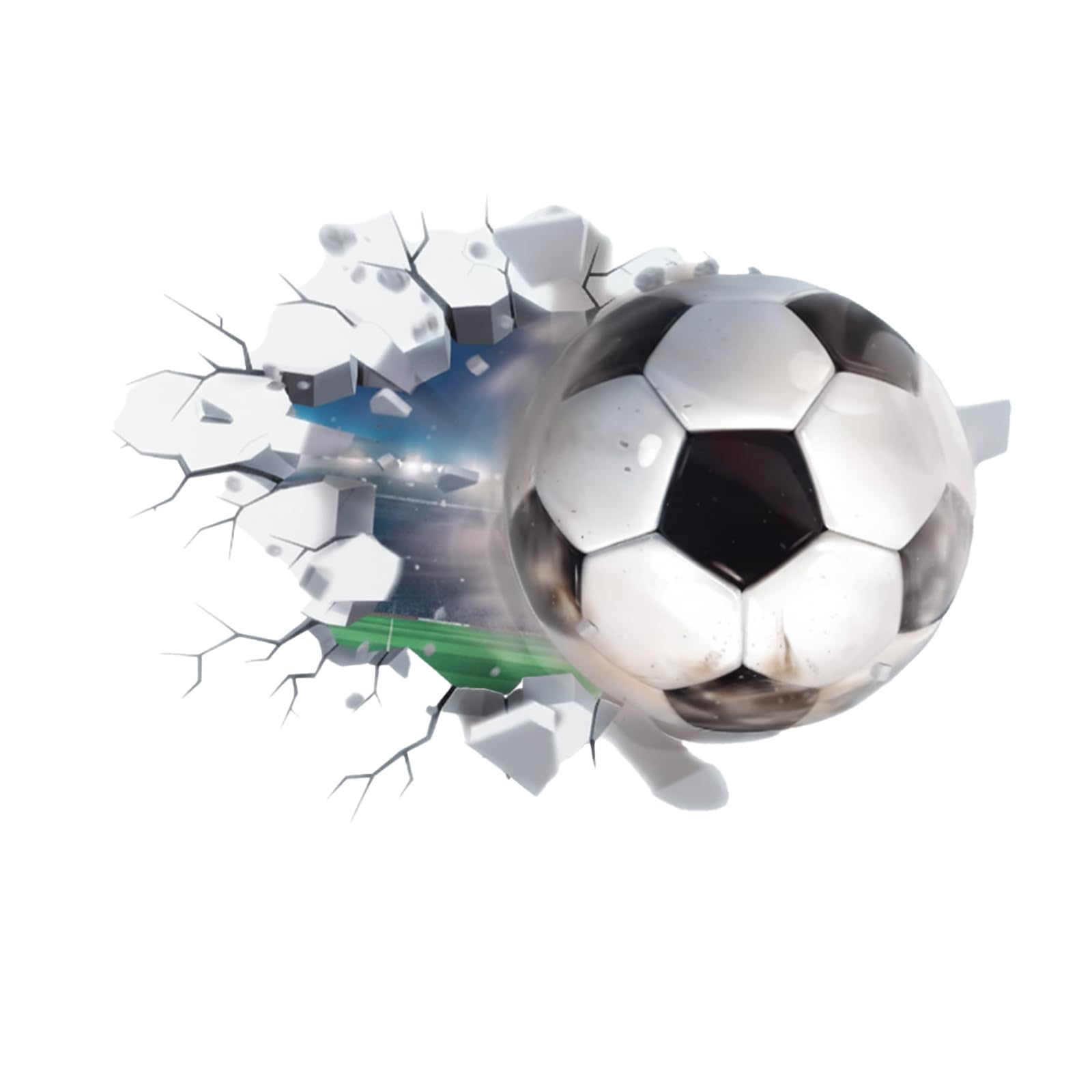 3D Fußball Wandtattoo,Fussball Wandsticker Kinderzimmer,Durchbruch Wandaufkleber für Jungen,Fußball Wandstikcer für Schlafzimmer Wohnzimmer Wanddeko