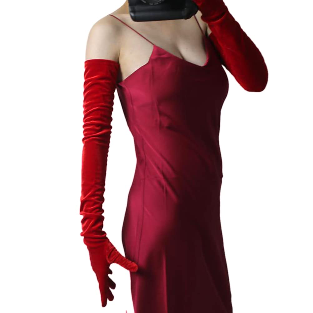 Women's Extra Long Velvet Opera Gloves Solid Stretch Over Elbow Party Gloves 1920s Flapper Dress Accesseries