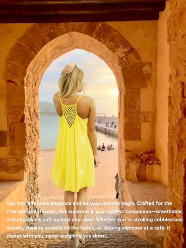 Image of Women's Chiffon Summer Casual Sundress Spaghetti Strap Tank Beach Dresses Bathing Suit Coverup