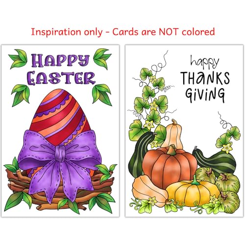 Image of Art Eclect Adult Coloring Cards for Easter, Mother's Day, Father's Day, Halloween and Thanksgiving, 10 cards to color and 10 White Envelopes (HolidayMix 10)