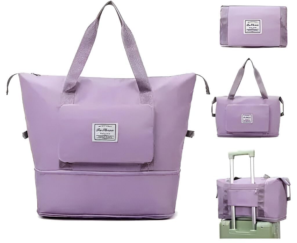41 Liter Expandable Travel Bags for Women, Duffle Bags for Women Luggage, Foldable Vanity Traveling Bag, Waterproof Hand Bag for Ladies Personal Items (Purple)-image-11