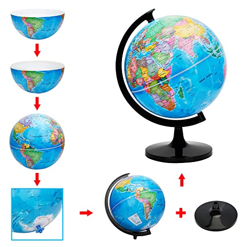 Exerz 10" World Globe - Political Map Educational- Self Assembled School Globe by Exerz - Image 5