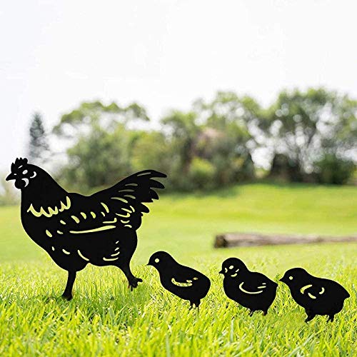 Cour de poule décorative WXKAGF : lot de statues de jardin métalliques pour animer un gazon vide