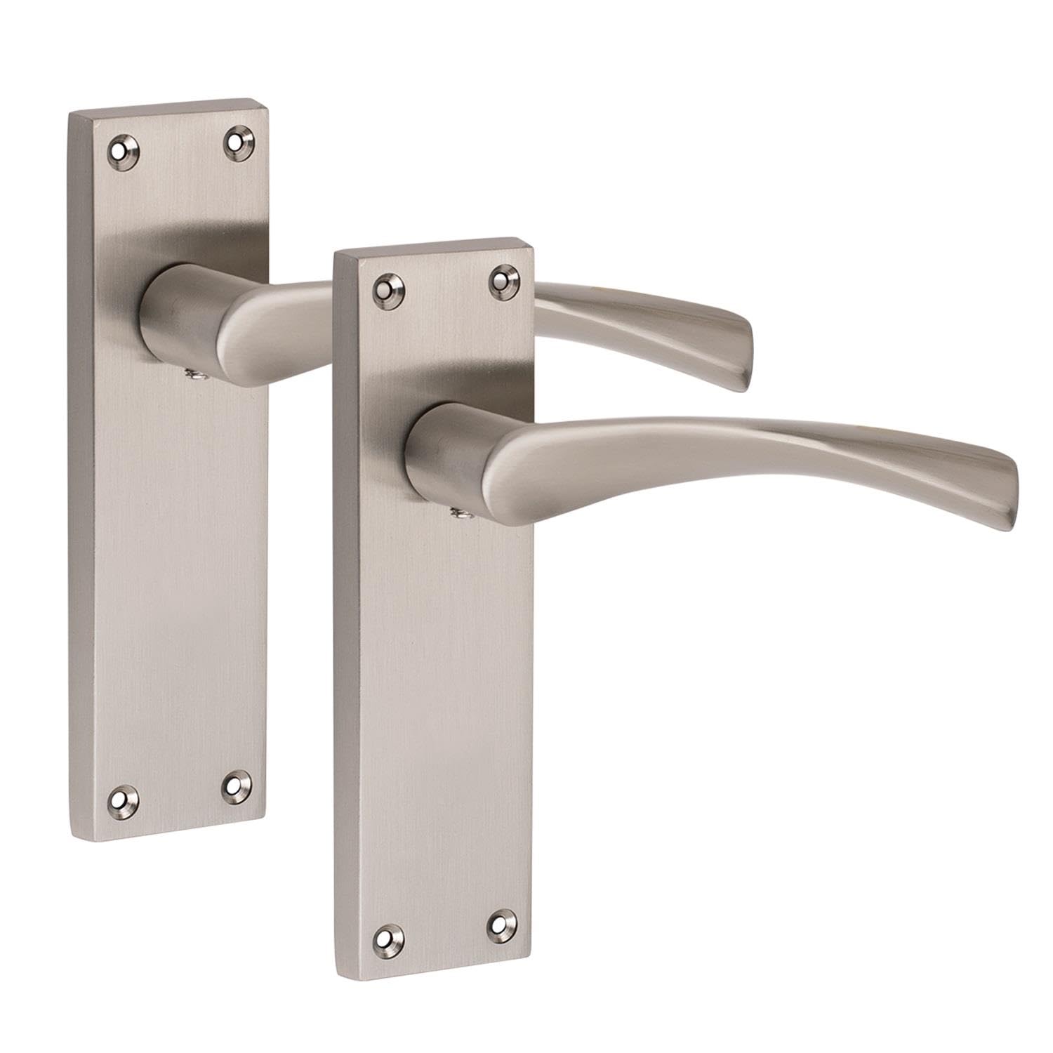 Golden Grace Victorian Astrid Scroll Door Handles, 1 Pair Satin Nickel