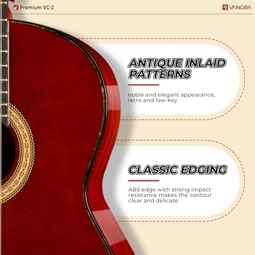 Image of Classical Guitar Full Size 4 /4 Spanish Style Classical Guitarra, 39 Inch Nylon Strings Guitar Ideal for Beginner Adults, Solid Rosewood Red, by Vangoa