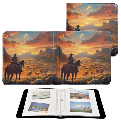 Álbum de Fotos Autoadhesivo con Diseño de Vaquero a Caballo, Libro de Recuerdos para Scrapbooking, Cubierta de Cuero Sintético, para Bodas, Aniversarios y Fotos Familiares, DIY miniatura 2
