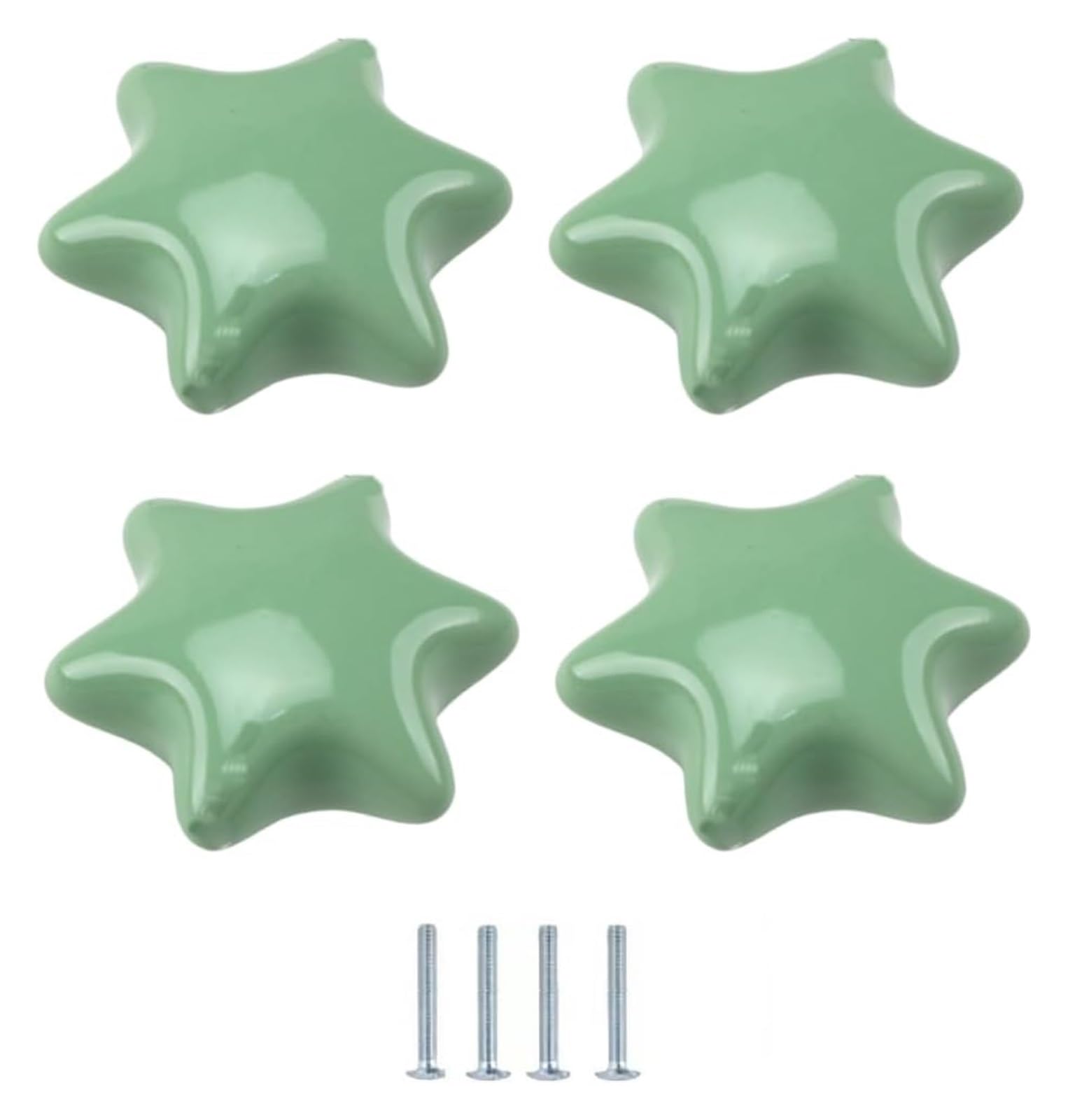 ENmrfvkz Ceramic Cupboard Drawer Handle Knobs, Ceramic Cabinet Door Knobs Multicolor Multiple Sizes(Green Hexagonal Star)
