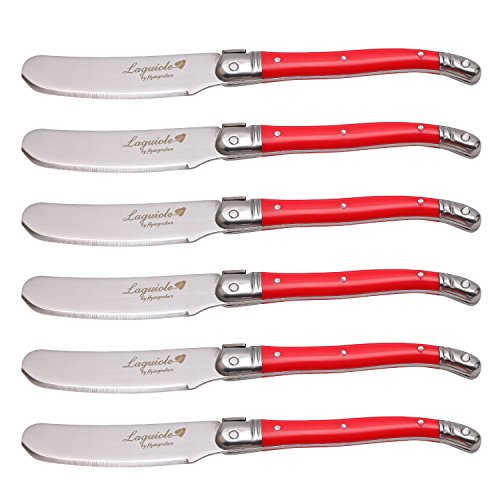 cheese knife red - Laguiole by FlyingColors Cheese Knife Butter Spreaders Knife Set Stainless Steel, Red Color Handle, 6 Pieces