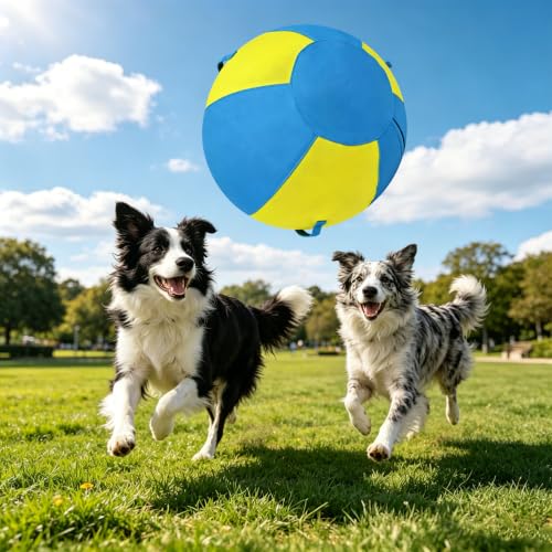 Image of 25 Inch Heavy Duty Herding Ball for Large Dogs with 3 Handles - Anti-Burst Agility Toy & Tear-Resistant 1000D Oxford Cover, Outdoor Agility Training & Tug Play for German Shepherds & Rottweilers