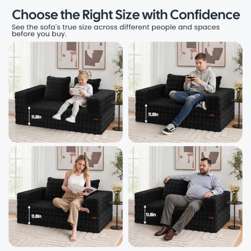 Image of COMAX Futon Sofa Bed, Convertible Sofa Bed, Folding Boneless Couches | Low-Profile Boneless Couch for Living Room, 11.8 inch H Low Seat Small 59 inch Foldable Floor Sleeper Mattress Lounge Space‑Saving