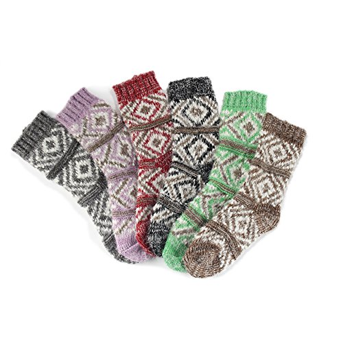 Image of BambooMN Women's Thick Vintage Pattern Cabin Crew Socks