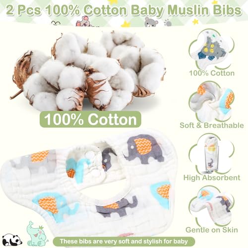 Image of 14 Pcs Baby Towels Washcloths and Baby Bibs Set, 4 Pcs 32x32 Hooded Bath Towel, 8 Pcs Baby Washcloths and 2 Pcs Cotton Baby Bibs for Newborns, Toddlers and Kids, Soft Baby Towel Set for Boys and Girls