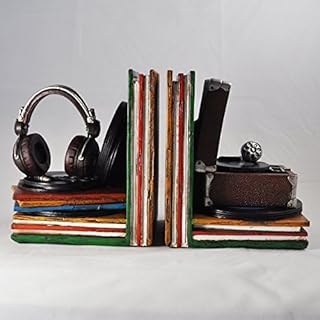 Vinyl Record Player Bookends Shelf Tidy Heavyweight Office Home Unique Vintage Hipster Decor for Books, DVDs, Vinyl Storage