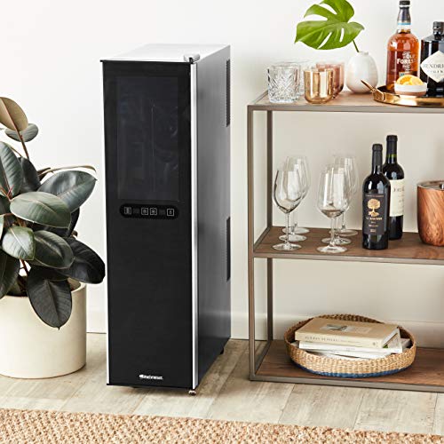 Image of Wine Enthusiast Silent 18 Bottle Wine Refrigerator - Freestanding Slimline Bottle Storage Wine Cooler, Black