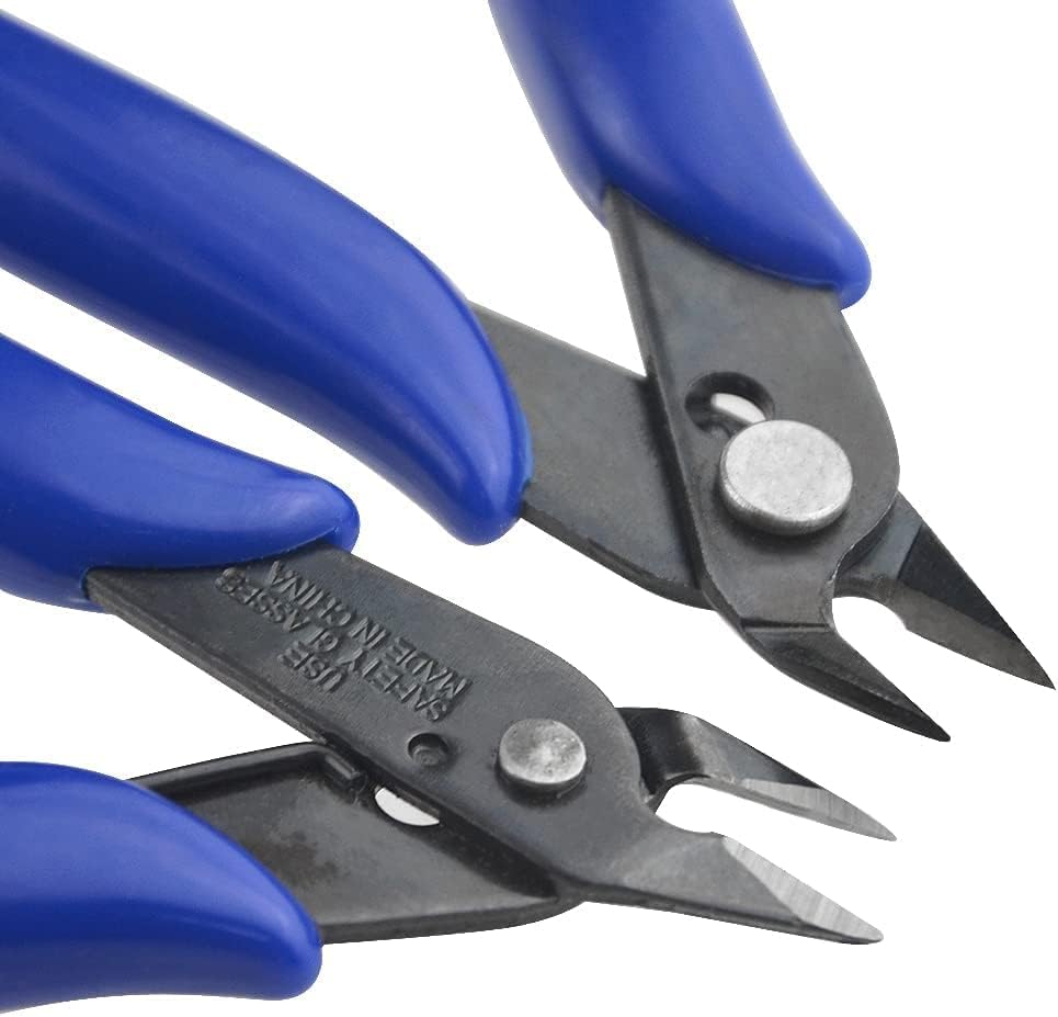 XINMEIWEN 2PCS Flush Cutters Precision Electronic Wire Cutters Mini Cutting Pliers for Ultra-fine Cutting Needs (Blue)