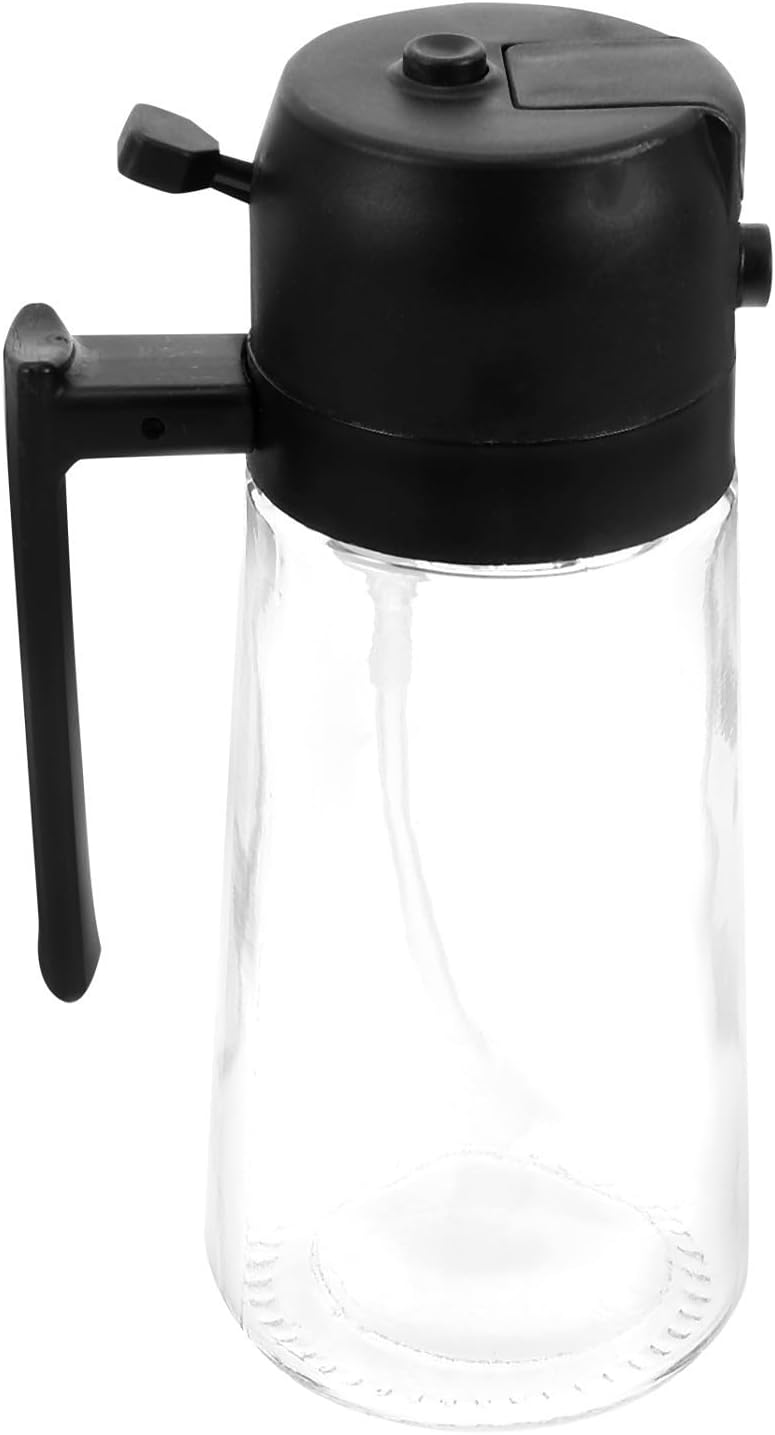 Amosfun Ml Glass Oil Bottle Dispenser with Lid and Spout, Black