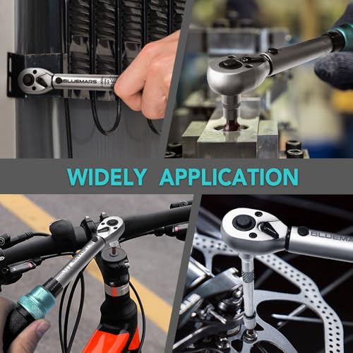 Image of BLUEMARS 14PCS Bicycle Torque Wrench Set 1-25 Nm, 1 /4 Inch Drive Click Torque Wrench Set with Dual Direction Adjustable 72 Tooth for Road and Mountain Bike and Motorcycle Maintenance