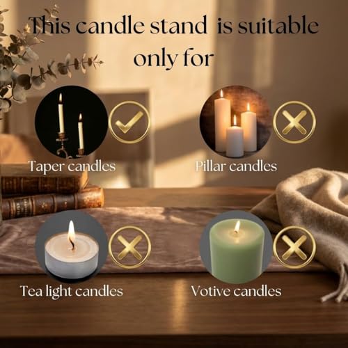 House of Wemy Star-Shaped Brass & Mother of Pearl Candle Holder for Taper Candles | for Home Decor, Bedroom, Living Room Decor, Table Centerpieces & Festival Decoration (8x8x17 cm)
