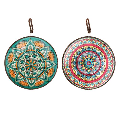 SPRHR 2 Peças Salva-mesa redondos de cerâmica, 20 cm protetor de mesa resistente ao calor com base de cortiça e cordão, presente de inauguração para amigos, para panelas quentes, frigideiras e