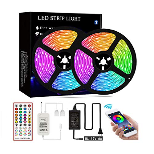 LED Strip Lights 32.8ft RGB Waterproof 5050 Music Synchronized Color Change + Bluetooth