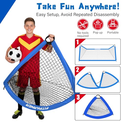 Image of Soccer Goal,Backyard Soccer Goals for Kids 2 Pack,4x3 /6x4 FT Portable Toddler Soccer Nets with Target,Ball & Cones,Soccer Training Equipment for Kids Youth Outdoor Games,Sports,Play