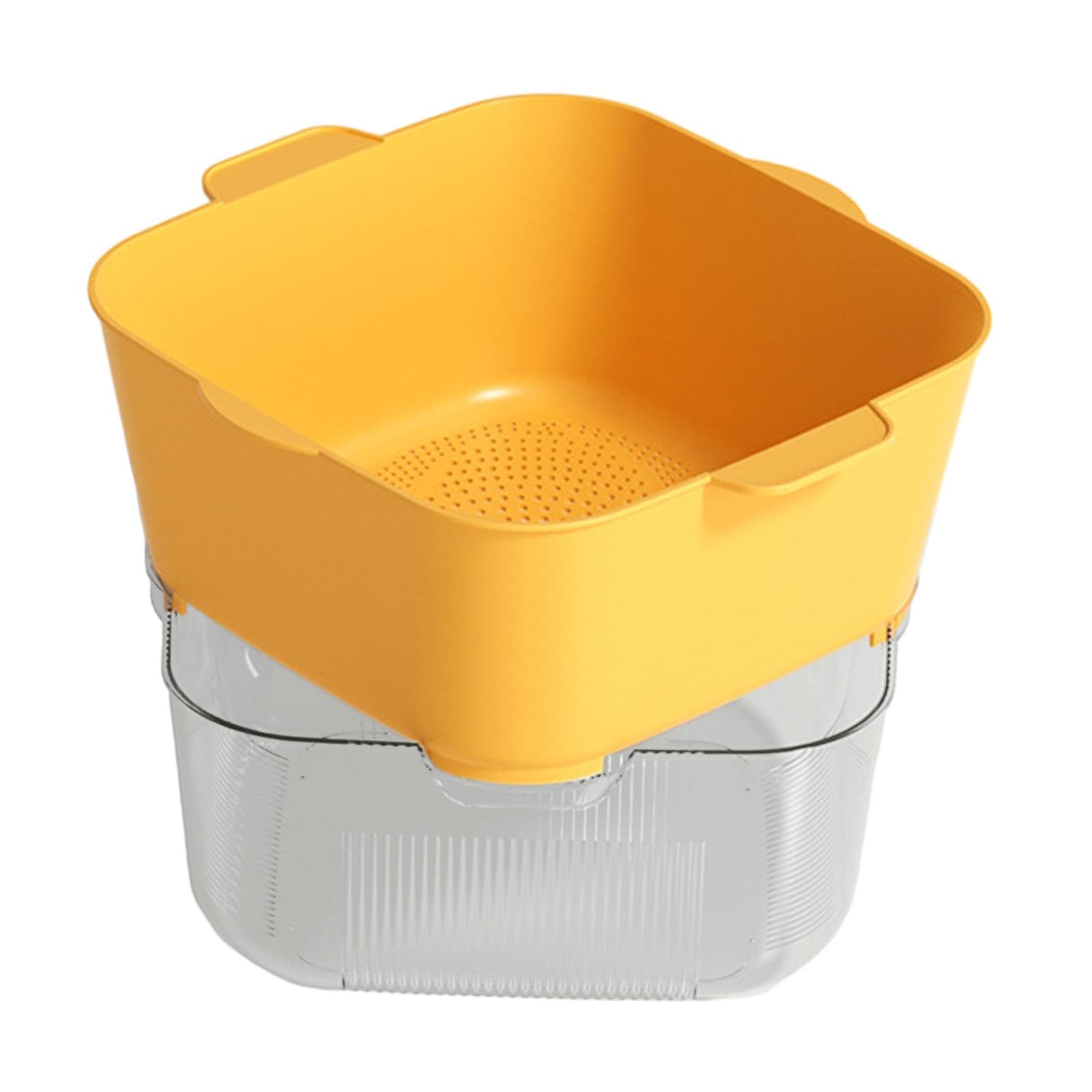 Cesta escurridora de doble capa lavable con bol de gran capacidad para cocina