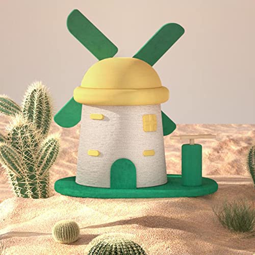 Rascador para gato torre con cuerda de sisal y juguete miniatura 7