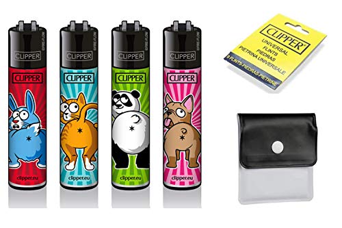 SweedZ Briquet Clipper BxxxHole Animal avec 9 pierres + cendrier de poche gratuit Cover