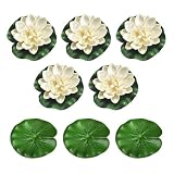 EVBOTGEE 8 Pcs Teich Deko Set,Miniteich Komplettset, Schwimmkugeln für Miniteich, Eva Lotusblätter Dekorative, für Teich Garten Springbrunnen (Blumen)