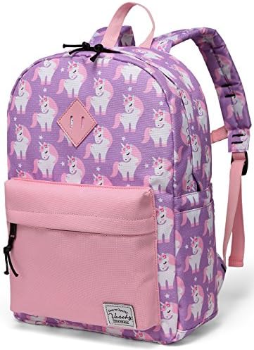VASCHY Backpack for Little Girls, Preschool Backpacks for kindergarten with Chest Strap Pink Unicorn