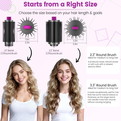Image of Upgraded Large Round Volumizing Brush Attachment for Dyson Airwrap HS01 /05 /08, Round Brush for Dyson Air wrap Accessories for Straighten Fast Dry Big Curls Add Volume