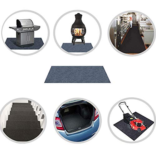 SIRUITON Grill Mat/Rectangular Hearth Pad Polyester Trim Non Slip Mat Protects Floors from Sparks Embers Logs (37.4 x 17.7in) - Thumbnail 2