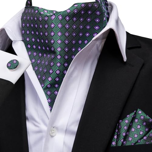 Image of Dubulle Paisley Floral Ascot for Men Self Tie Mens Cravat and Pocket Square Cufflinks Wedding