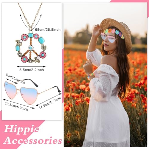 FACATH 5 Pcs Hippie Costume Accessories Set Women, 60s 70s Men Accessories by FACATH - Used condition - Image 3