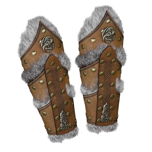 Vikings Bracers - 1 par de protectores de brazo medievales para hombre, de piel sintética, estilo vintage, estilo vikingo, caballero pirata, guantelete, accesorios punk de vapor