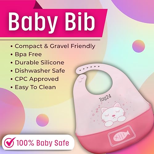 Image of Baby Bib for Feeding and Weaning Babies and Toddlers | Waterproof, Washable, Reusable | Adjustable Neckline with Buttons | Easy to Clean and Non-Messy Design
