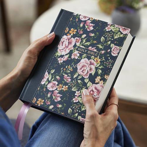 Image of NKJV, Journal the Word Bible: Reflect, Journal or Create Art Next to Your Favorite Verses (Cloth over Board, Blue Floral, Red Letter, Comfort Print): Reflect, Journal, or Create Art Next to Your Favorite Verses