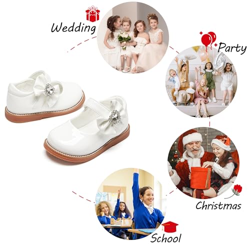 Image of PHIRAMIN Toddler Girl Mary Jane Student Oxford Shoes-Little Girl School Uniform Shoes for Wedding Party