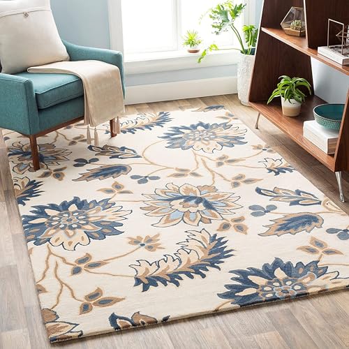 Image of 4x6 Ft Wool Tufted Rug - Compact Handcrafted Carpet for Small Living Rooms, Bedrooms & Study Areas