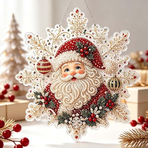 Weihnachten Diamond Painting Anhänger Suncatcher Acryl DIY Set，A