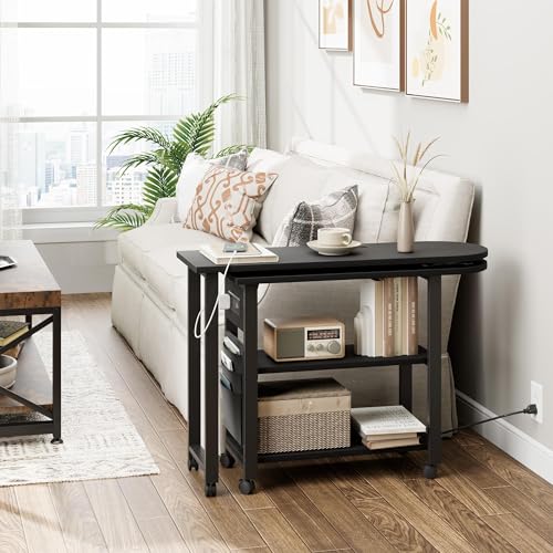 Garvee 360° Rotating Side Table with Charging Station, Swivel End Table with Storage Bag, Mobile Sofa Table with 6 Lockable Wheels, Movable End Table for Bedroom & Living Room by Garvee - Image 8