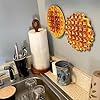 Belgian Waffle Cast Iron Metal Trivet – 8.25" Round Kitchen Plaque, Durable Heat-Resistant Brown & Yellow Finish, Rubber Feet, Wall Hanging Option, Eclectic Home Decor by Zeckos #4