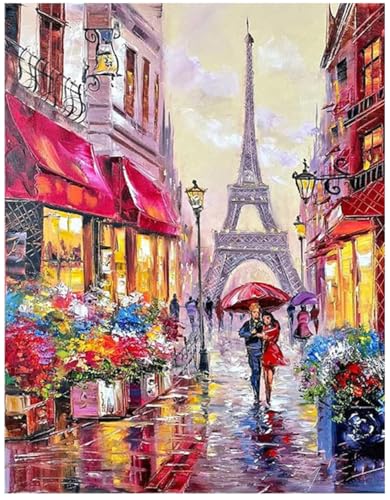 Image of Jasol Diamond Painting Kit, 40x30 Cms, Full Drill, 5D Crystals, Home Wall Decor Gift Set (Love in Paries M45500)