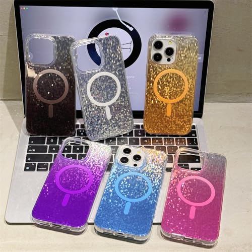 Coque de charge sans fil jaune iPhone 15 Pro élimine les rayures étui magnétique diamant