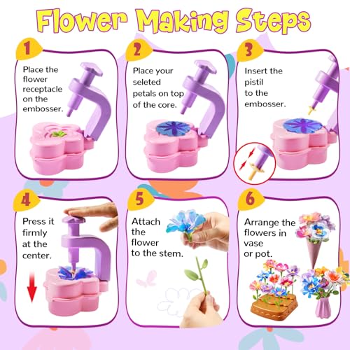 GPPNKC Flower Bouquet Craft Kit Flowers Market Toy Educational Toys Fun DIY Activity Set Christmas Birthday Gift for 4 5 6 7 8+ Year Old Girls and Boys — view 4
